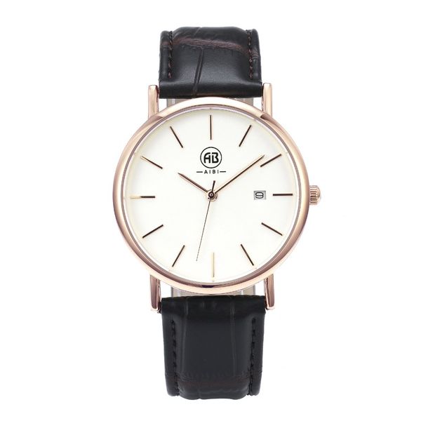 

luxury couple watches with gift box pu leather strap 3atm waterproof analog quartz watch business casual watch for lover's black, Slivery;brown