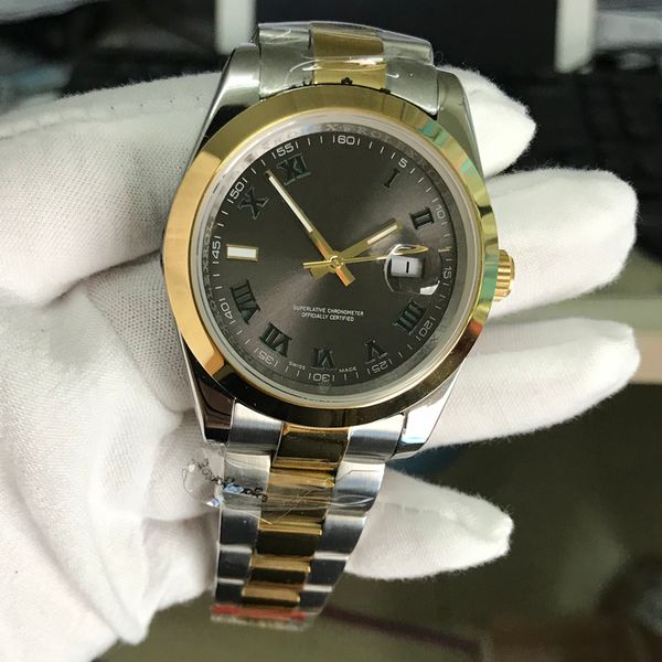 

NOOB Factory V3 Roles Asia ETA 2813 Movement Men Watch Oyster Datejust Two Tone Gray Dial Mens Watches Sapphire Dive 50M Waterproof