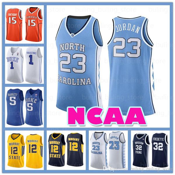 

ncaa 12 ja morant jerseys 4 j.j redick 32 christian laettner williamson 5 rj barrett carmelo 15 anthony 23 mj 32 fredette, Black;red