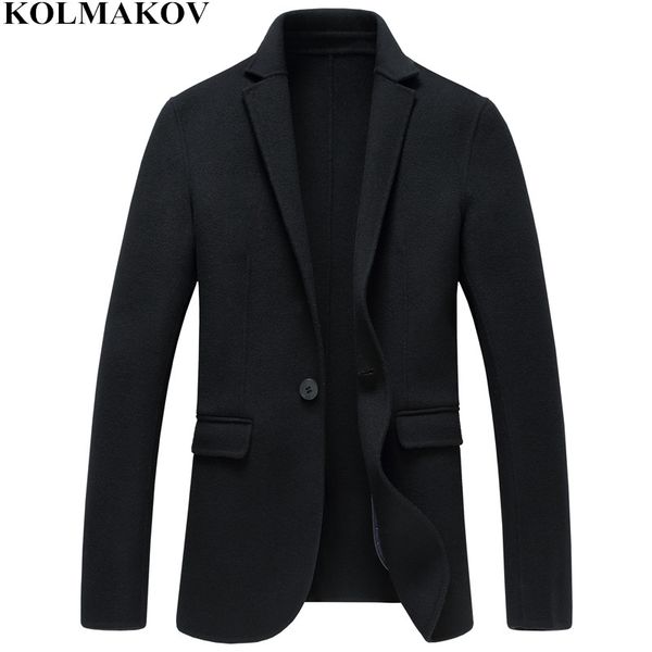 

kolmakov men's clothing 2019 new luxury wool jackets woolen coats men double-face business casual outwear mens cashmere coat 3xl, Black