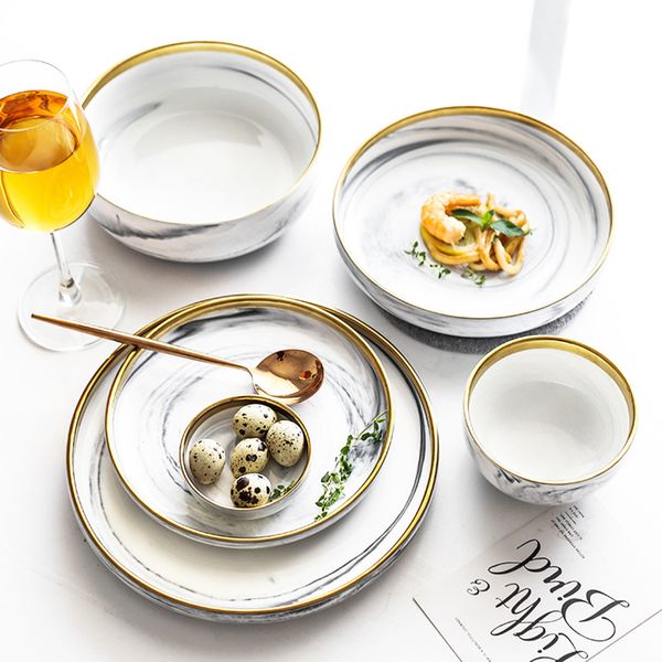 

white grey dinnerware sets marble dinner set gold rim tableware