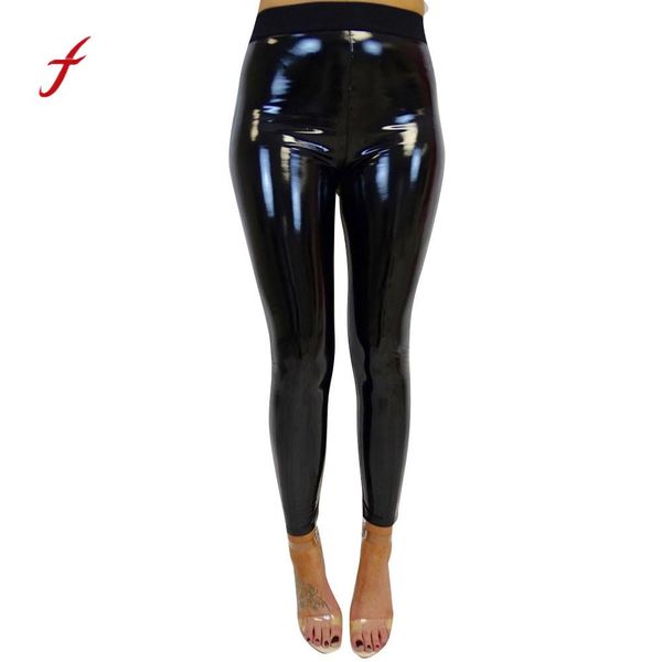 

womens lady strethcy shiny sporting leggings black trouser pants bottoms fitness exercise pants trouser pantalon mujer