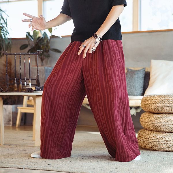 

mixcubic 2019 summer england style three-dimensional striped linen pants men casual washing linen pants men trouser,m-xxxl, Black