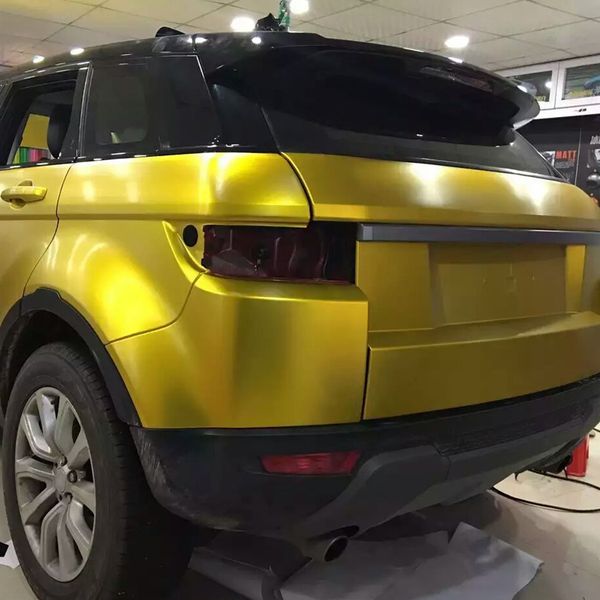 

Gold yellow bru hed matte metallic pearl vinyl wrap car wrap material vehicle vinyl with air bubble 1 52x18m roll 4 98x59ft