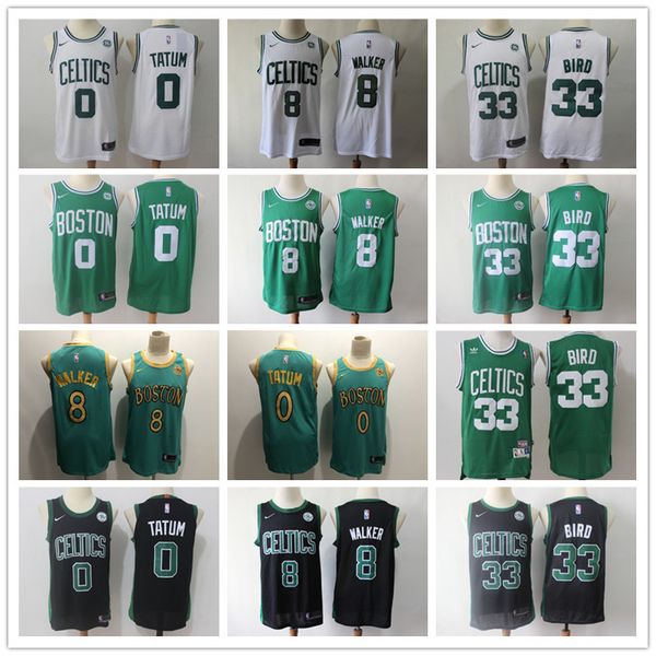 

mens boston celtics throwback jersey larry 33 bird kemba 8 walker jayson 0 tatum basketball shorts basketball jersey black white
