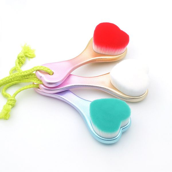 

new cleansing brush colorful hearted soft washing face brush with pvc box skin cleansing 4 colors mixed color