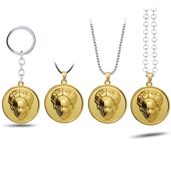 

jojos bizarre adventure keychain pendant choker necklaces giorno giovanna keyring car key chains gifts for men women, Silver