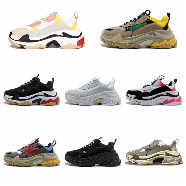 

luxury pairs triple s black white red casual shoes men women beige green yellow grey pink mens designer trainers eur 36-45