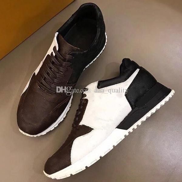 

run away sneakers luxury mens designer shoes printed monogram leather casual shoes fashion rubber sole outdoor sneakers trainers, Black