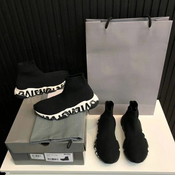 

breathable shoes speed runner trainer black red oreo triple black flat fashion sock boots casual sneaker with box dust bag