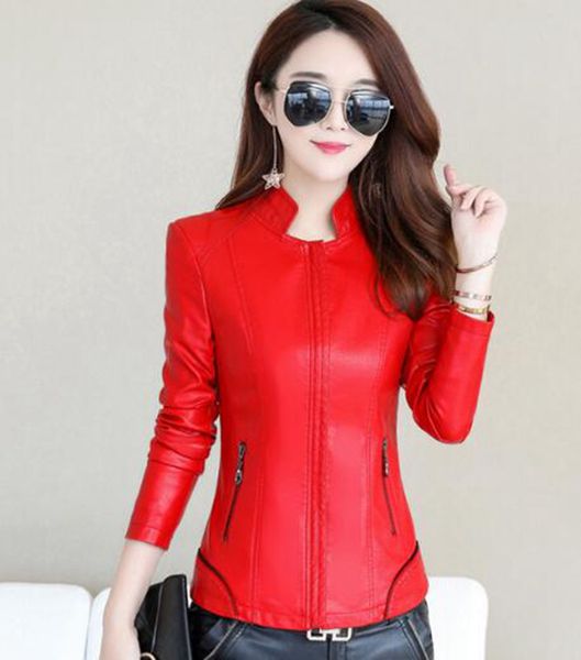 

женщины весной и осенью деловой английский новый стиль бутик личности мода для похудения тонкий мотоцикл кожаное пальто / m-4xl, Black