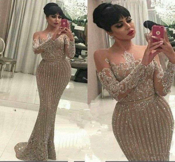 

Новые Sequined Вечерние платья 2019 Русалка арабский Дубай Женщина с длинным рукавом платье партии платья плюс размер Abendkleider халат де суаре
