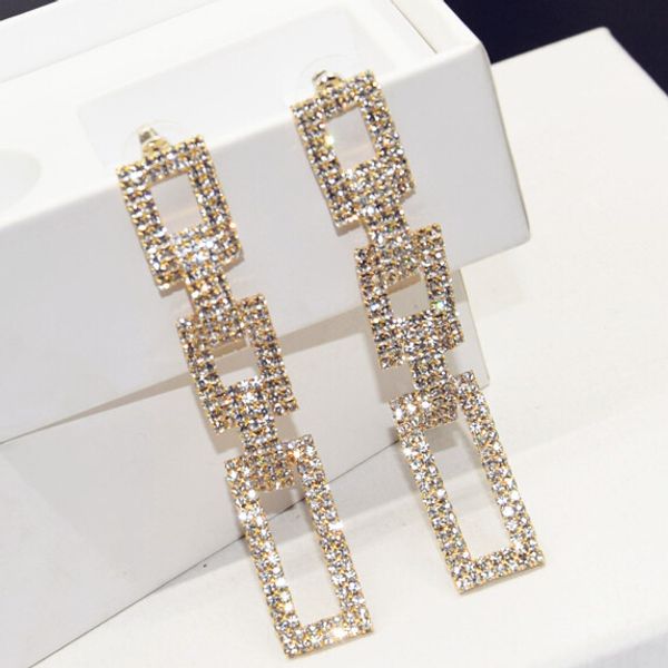 

fashion jewelry 2018 geometric square long drop dangle women's earrings exquisite jewelry for wedding party daily, Silver