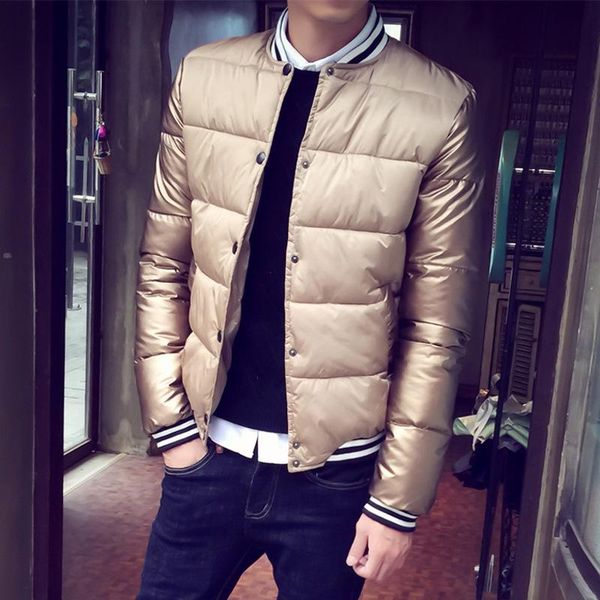 

2020 new men's autumn and winter coat cotton padded jackets down thick warm male fashion jacket slim youth, Black