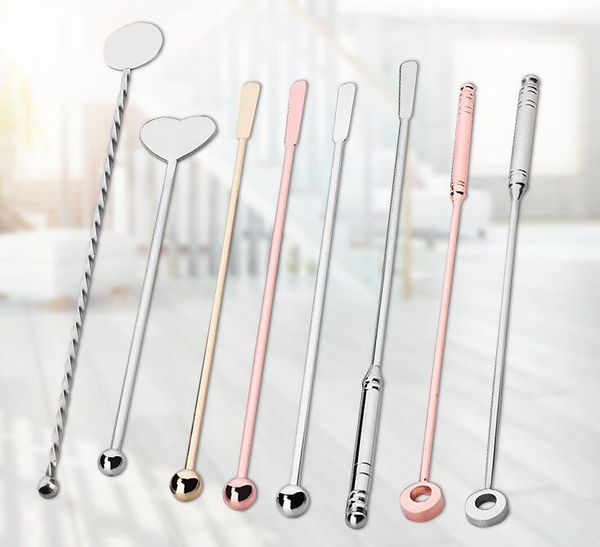 

8 designs martini cocktail stirring rod stainless steel picks bar stirrers cocktail decoration bar bartender tools mma2475