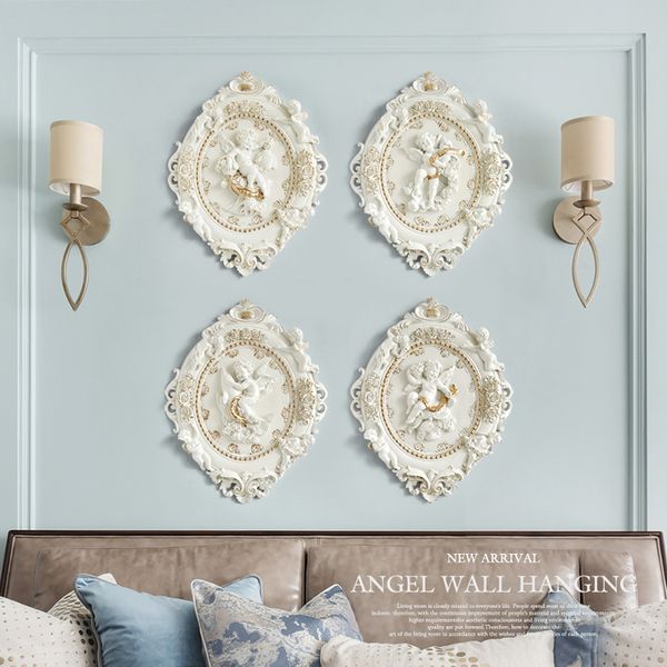 

wall stickers european resin angel dolphin mural creative 3d living room crafts accessories decoration