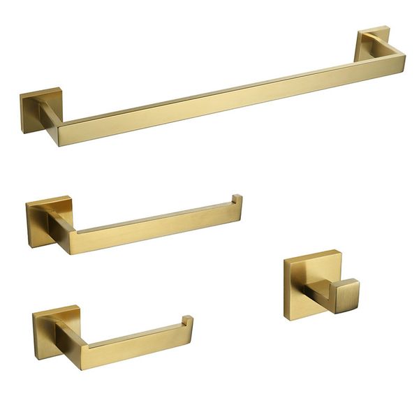 

Bathroom Hardware Set Gold Brushed Towel Bar Toilet Paper Holder Towel Ring Bath Robe Hook Bathroom Accessories