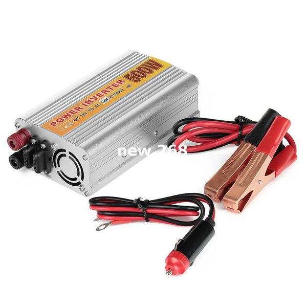 Freeshipping 500W Car Vehicle DC 12V a AC 110V Convertitore adattatore inverter di potenza con porta USB Accendisigari per auto - Argento