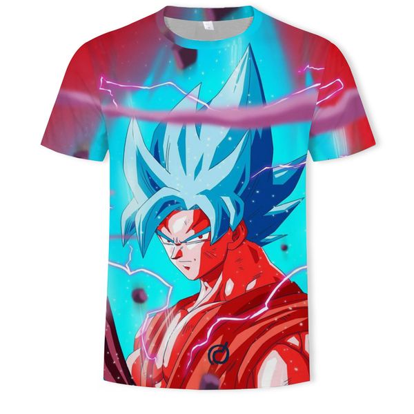 

mens designer tide brand summer cartoon dragon ball wukong 3d printed t-shirt, White;black