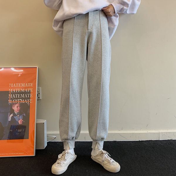 

зима сгущает бархатные теплые женские брюки elasitic высокой талией кнопка карманы разделить повседневные брюки женский слаксы pantalon 2019, Black;white