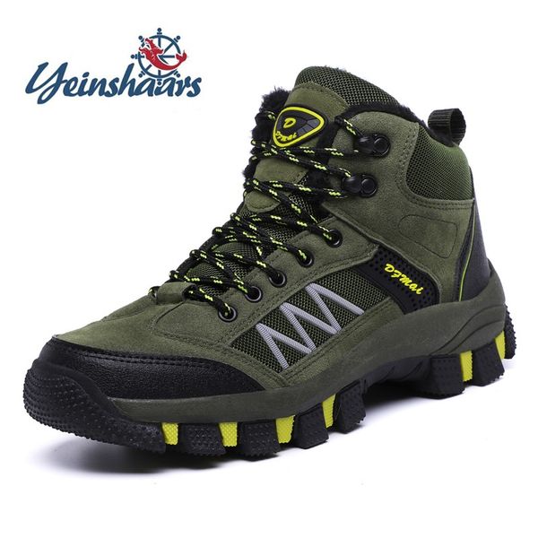 

winter warm boots men outdoor snow shoes man casual natural leather pu leather men's ankle boots non-slip tooling comfy botas, Black