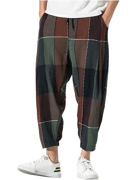 

leisure plaid sport pants fashion vogue sportswear men sweatpants with pockets 2 colors size 3xl, Black;blue