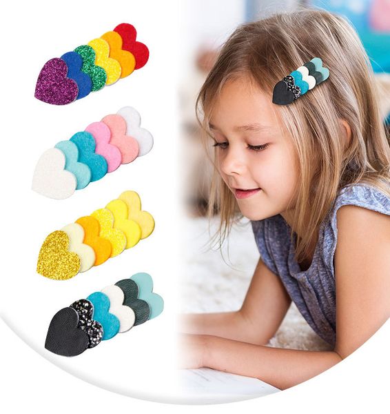 Glitter Heart Barrettes For Kids Fashion Children Boutique Hair