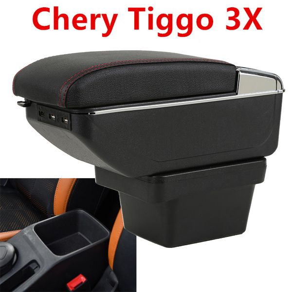 

for chery tiggo 3x 2016-2018 abs&pu armrest box central store content box cup holder interior car-styling products accessory