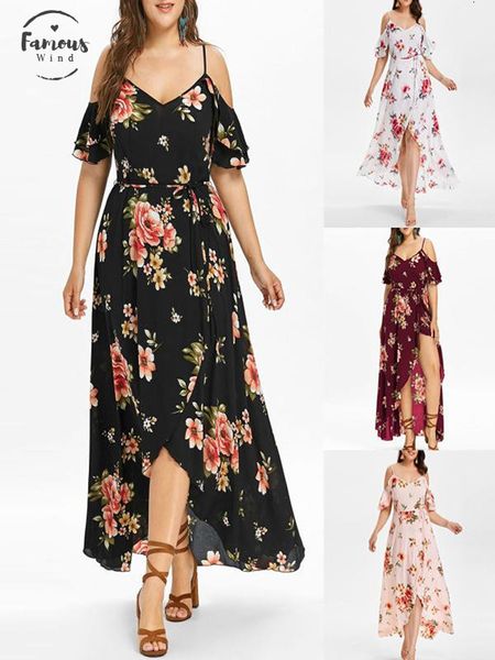 

long womens dress boho short sleeve off-shoulder chiffon beach print flower summer dress plus size long dress vestido *n designer, Black;gray