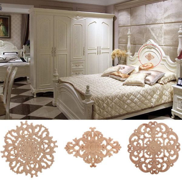 

decorative fashion floral wood carved decal corner appliques frame wall doors furniture woodcarving wooden figurines crafts