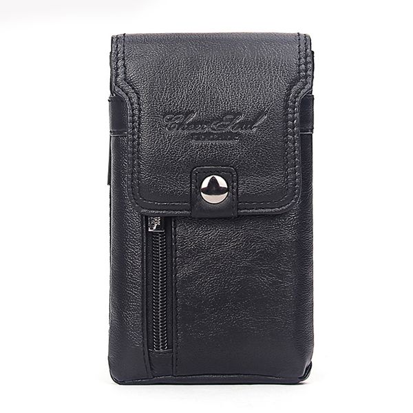 

men's cell phone case cigarette waist bag cowhide purse cover skin hook bum pouch casual genuine leather belt hip fanny pack