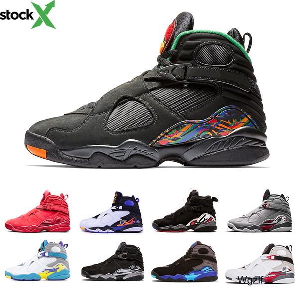 

8 3m reflective 8s basketball shoe valentine s day three peat raid chrome white aqua sports shoes outdoor fashion sneakers 41-47, Black