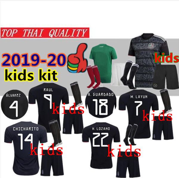 

2019 mexico gold cup kid kit occer jer ey uniform 18 19 20 mexico black chicharito h lozano raul youth child football hirt et
