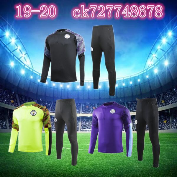 

latest 2019 2020 manchester tracksuit soccer jacket set 19-20 city kun aguero kompany de bruyne man football training jogging suit, Black
