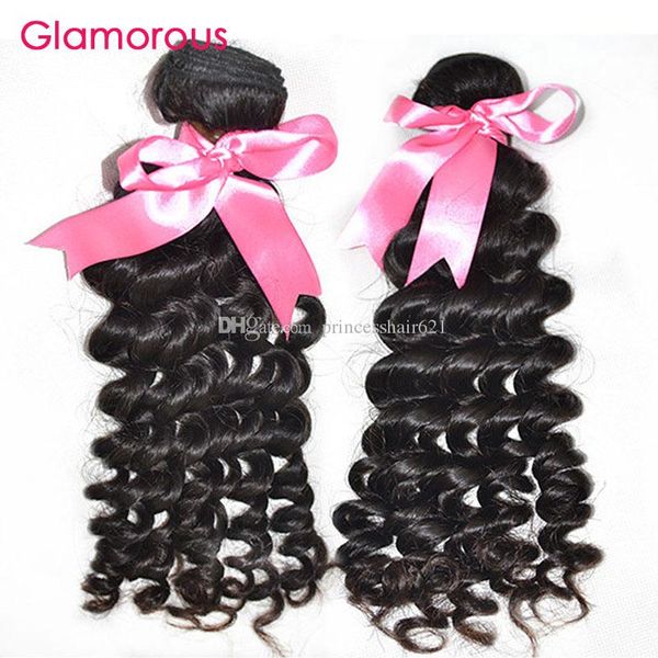 Glamoroso cabelo virgem brasileiro 2 pacotes cabelo encaracolado tecer cor natural trama dupla qualidade virgem peruana malaia indiana trama de cabelo indiano