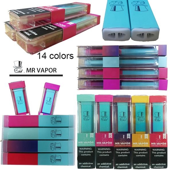 

Г-н Vapor Одноразовые устройства Бобы Mr Vapor 280mAh Батарея Vape ручки 1,3 мл Емкость Стартовые наборы 14 цветов Empty