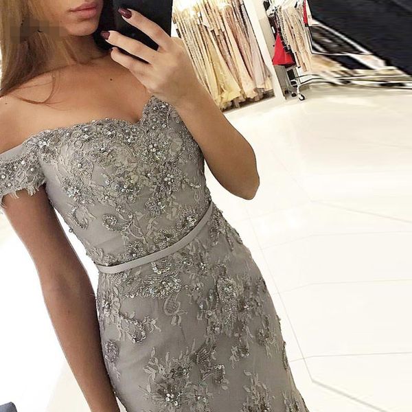 

elegant gray lace mermaid evening dresses with sparkle sequin beaded long prom gown sweetheart covered buttons party dress vestido longo, Black;red