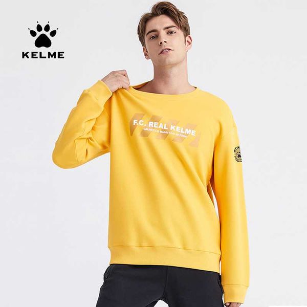 

kelme sweatshirt men yellow sweatshirt warm thick casual shirt male 39931001, White;black