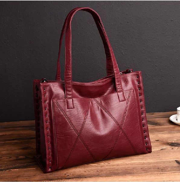 

2020 new simple solid color large capacity fashion wild handbag new handbag big bag shoulder bag