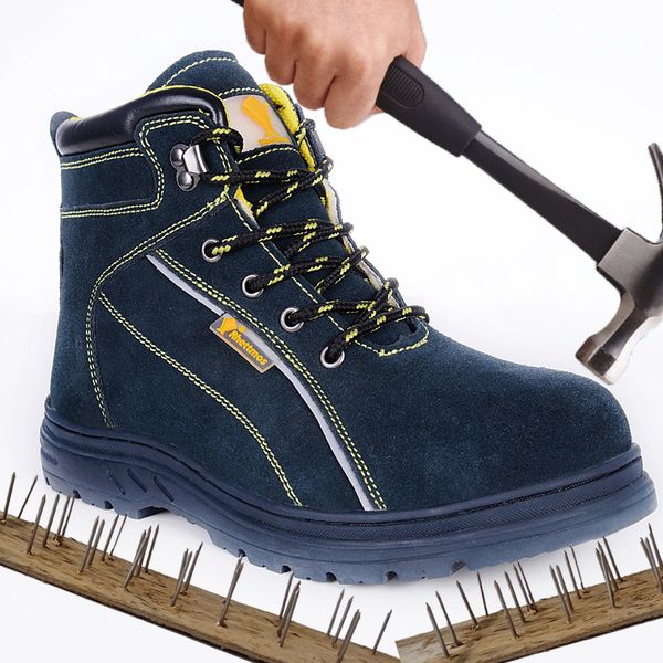

men's indestructible shoes mens safety shoes for work steel toe sneakers rubber lightweight mid-calf army cow suede boots man, Black