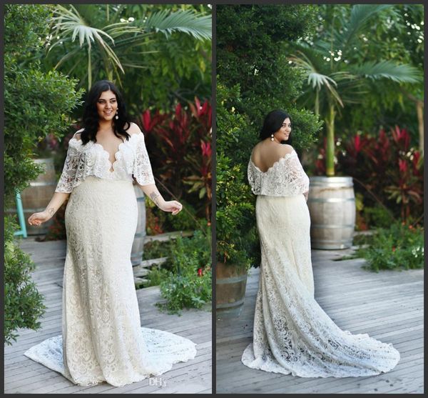 

2020 new mermaid lace wedding dresses plus size wrap mariage beach country wedding gowns nigeria african robes de mariÃ©e, White