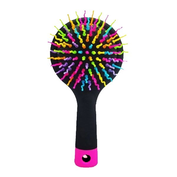 

rainbow mini round folding comb travel hair brush health massage brush hair comb with mirrorblack black, Silver