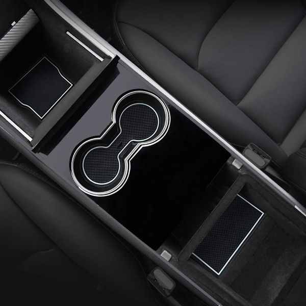 

custom fit cup door center console liner accessories for model 3 2017 2018 2019 13 pc set