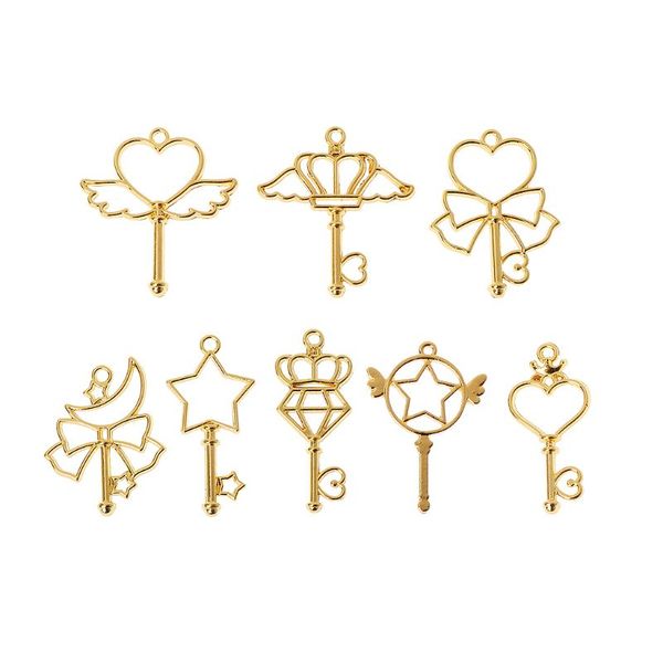 

8pc magic wand frame pendant open bezel blank setting uv resin jewelry diy charm 2019 gifts, Blue;slivery