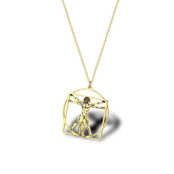 

vitruvian man leonardo da vinci necklace vitruvian man gift da vinci gift science necklace science, Silver