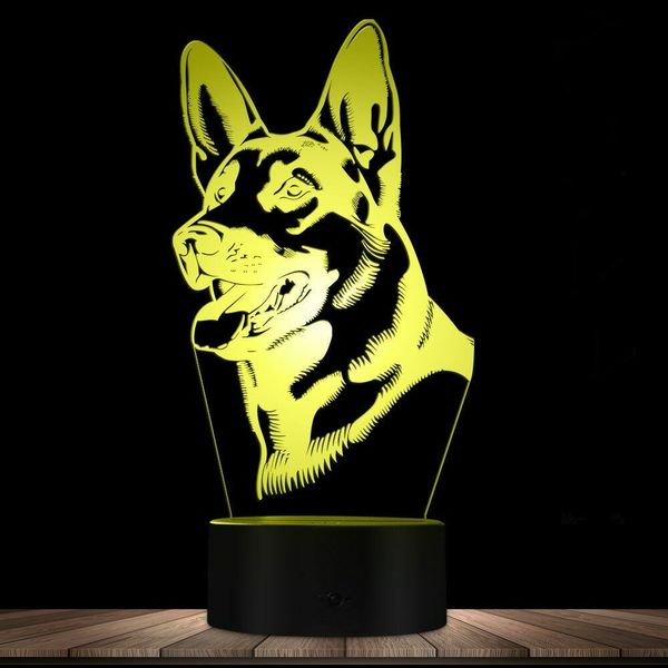 

german shepherd dog 3d led night light usb touch table lamp 7 color change gift light bedroom shop bar decor dc 5v