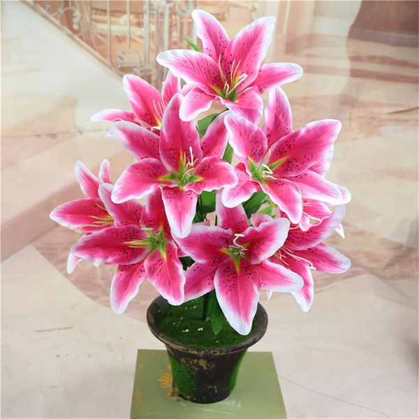 

artificial flowers multicolor silk lily wedding arch 9 head bouquet lily bouquet road flower artificial flower home decoration