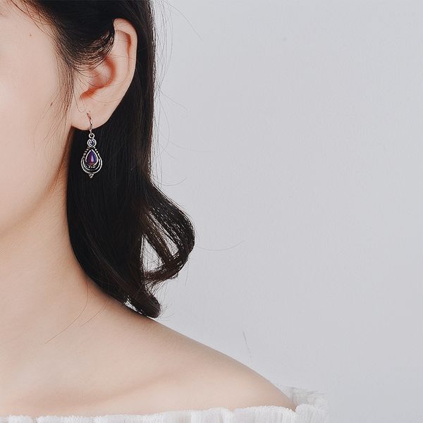 

zhenrong wish hot selling s925 позолоченный фиолетовый дракон кристалл серьги для женщин в европе и америке мода фиолетовый бирюзовый серьги, Golden;silver