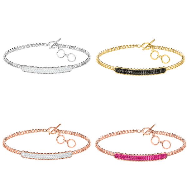 

fahmi swa rose gold fashion t-shaped buckle simple adjustable fashion wild female bracelet to create a summer vitality style, Black