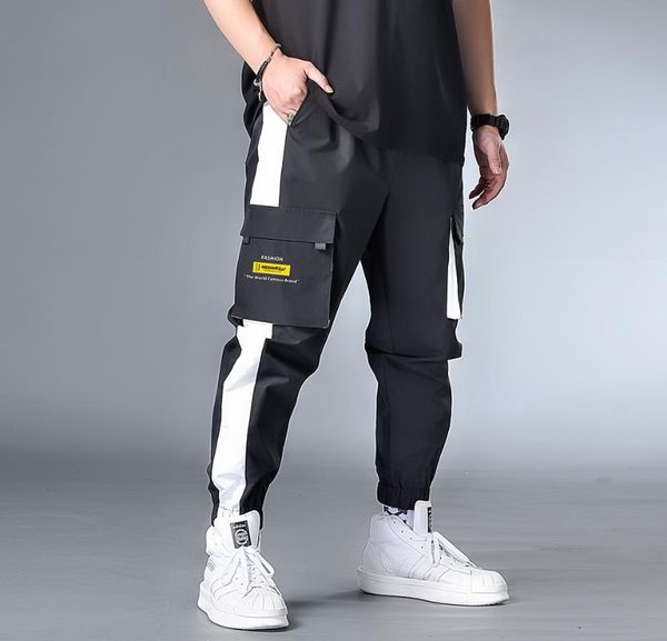 

men's pants 7xl 6xl 5xl xxxxl plus 2021 hip hop joggers men black harem multi-pocket ribbons man sweatpants streetwear casual mens